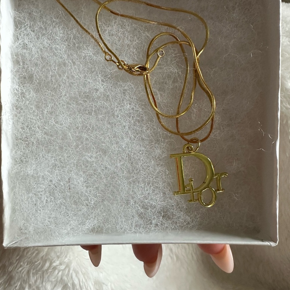 Gold-Tone D Logo Pendant Necklace - Picture 3 of 5